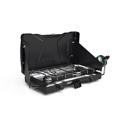 Coleman Triton 2-Burner Propane Camping Stove, Portable Camping Grill/Stove with Adjustable Burners, Wind Guards, 22,000 Total BTUs of Power