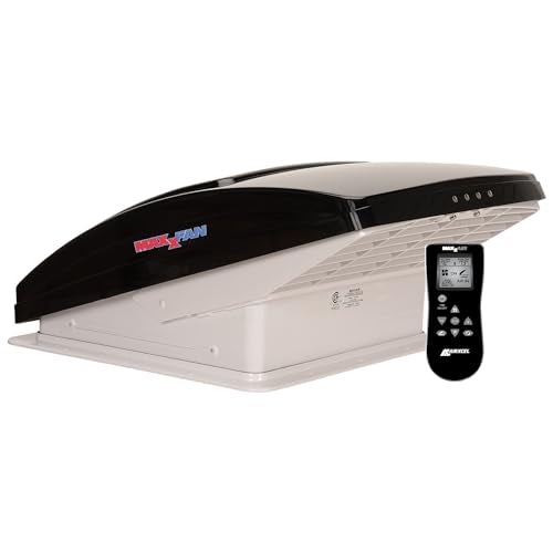 MAXXAIR Maxxfan Deluxe Vent, Fan and Vent Cover All in One - Powerful 10-Speed Reversible Fan with Thermostat, Built-in Rain Cover, Remote Control, Intake & Exhaust Fan, Smoke (00-07500K)