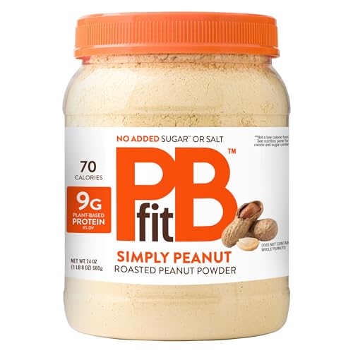 PBfit 24 Ounce Simply Peanut Powdered Peanut Powder, No Added Sugar or Salt, Non-GMO, Plant-Based, Gluten-Free Protein Powder, 9g of Protein 9% DV