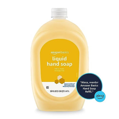 Amazon Basics Liquid Hand Soap Refill, Milk and Honey Scent, Triclosan-free, 50 Fluid Ounces, Pack of 1