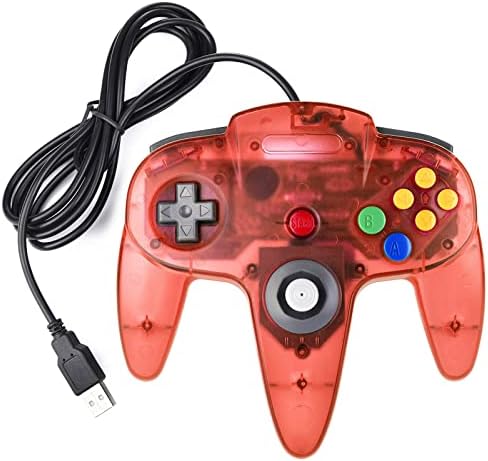 Classic N64 Controller, SAFFUN N64 Wired USB PC Game pad Joystick, N64 Bit USB Wired Game Stick Joy pad Controller for Windows PC MAC Linux Raspberry Pi 3 Genesis Higan (Black)