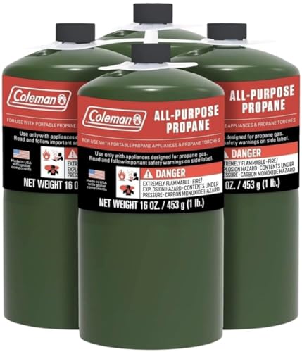 Camping Propane 16 ounces Replacement Fuel Gas Cylinders (4 Pack)