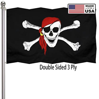 Pirate Jolly Roger Bandana Flag 3x5 Outdoor Double Sided 3 Ply-Vivid Color Clear Pattern Reinforcement Sewing Durable Polyester with 2 Brass Grommets