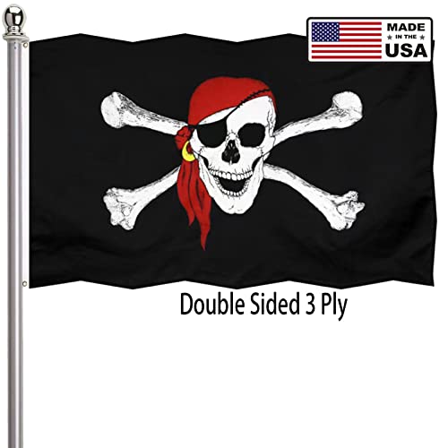 Pirate Jolly Roger Bandana Flag 3x5 Outdoor Double Sided 3 Ply-Vivid Color Clear Pattern Reinforcement Sewing Durable Polyester with 2 Brass Grommets