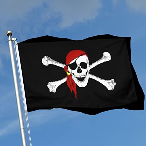 Pirate Jolly Roger Bandana Flag 3x5 Outdoor Double Sided 3 Ply-Vivid Color Clear Pattern Reinforcement Sewing Durable Polyester with 2 Brass Grommets