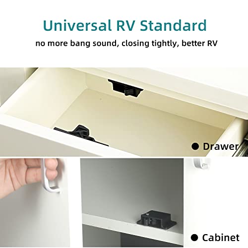 RV Drawer Latches and Catches, 8 Pack RV Cabinet Door Latches and Catches, 10 LBS Pull Force Latch for RV Camper Motor Trailor Home Office Cabinet Drawer, with Mounting Screws and Double-Sided Tape