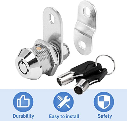 Cam Lock RV Storage Locks Keyed Alike, 5/8" Fits on 3/8" Max Door Thickness, RV Locks for Compartment Door, Camper, Trailer, Cabinet Locks with Keys (5/8 Inch 2Pack)