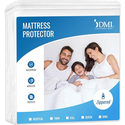 DMI Waterproof Mattress Protector and Mattress Cover, Encased Zippered Fit, Twin, Packaging may vary