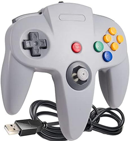 Classic N64 Controller, SAFFUN N64 Wired USB PC Game pad Joystick, N64 Bit USB Wired Game Stick Joy pad Controller for Windows PC MAC Linux Raspberry Pi 3 Genesis Higan (Black)