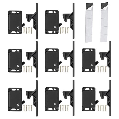 RV Drawer Latches and Catches, 8 Pack RV Cabinet Door Latches and Catches, 10 LBS Pull Force Latch for RV Camper Motor Trailor Home Office Cabinet Drawer, with Mounting Screws and Double-Sided Tape