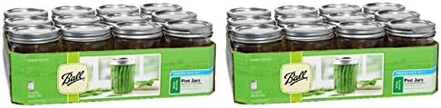 Ball Wide Mouth Glass Mason Jars with Lids and Bands, Used for Canning, Pickling, Juice, Jam, Jelly, Quart Size 32 Ounce (Pack of 6)