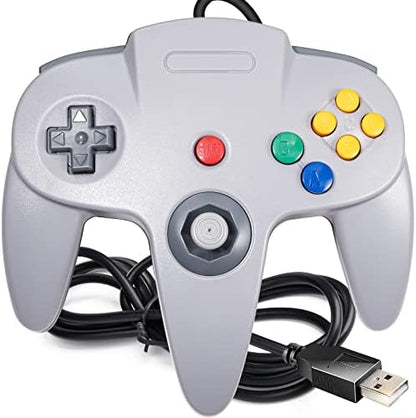 Classic N64 Controller, SAFFUN N64 Wired USB PC Game pad Joystick, N64 Bit USB Wired Game Stick Joy pad Controller for Windows PC MAC Linux Raspberry Pi 3 Genesis Higan (Black)