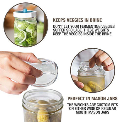 Masontops Pickle Pebble Glass Infinity Weights for Fermenting - Pickling Weight Set - Small/Regular Mouth Mason Jar Fermentation