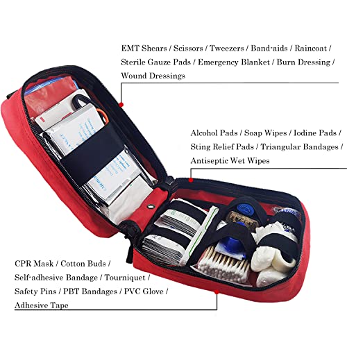 Carlebben EMT Pouch MOLLE Ifak Pouch Tactical MOLLE Medical First Aid Kit Utility Pouch (with Medical Supplies Red)