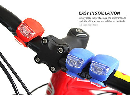 Malker Bicycle Light Front and Rear Silicone LED Bike Light Set - Bike Headlight and Taillight,Waterproof & Safety Road,Mountain Bike Lights,Batteries Included