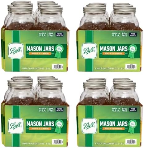 Ball Wide Mouth Pint 16-Ounce Glass Mason Jar with Lids and Bands, 12-Count