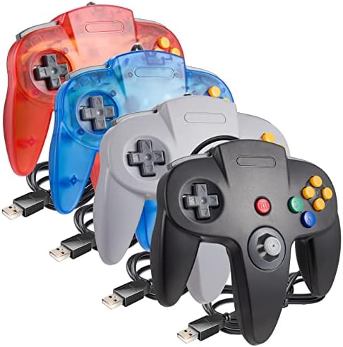 Classic N64 Controller, SAFFUN N64 Wired USB PC Game pad Joystick, N64 Bit USB Wired Game Stick Joy pad Controller for Windows PC MAC Linux Raspberry Pi 3 Genesis Higan (Black)