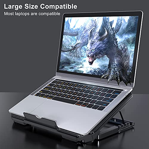 Laptop Cooling Pad with Adjustable Height Two 5.1 Inches Fan 2 USB Ports Suitable for 12"-15.6" Laptops（Black）