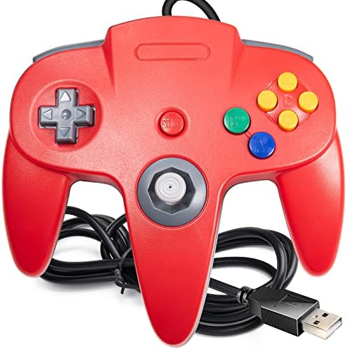 Classic N64 Controller, SAFFUN N64 Wired USB PC Game pad Joystick, N64 Bit USB Wired Game Stick Joy pad Controller for Windows PC MAC Linux Raspberry Pi 3 Genesis Higan (Black)