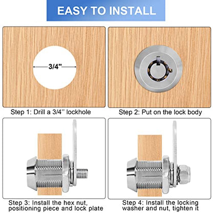 Cam Lock RV Storage Locks Keyed Alike, 5/8" Fits on 3/8" Max Door Thickness, RV Locks for Compartment Door, Camper, Trailer, Cabinet Locks with Keys (5/8 Inch 2Pack)