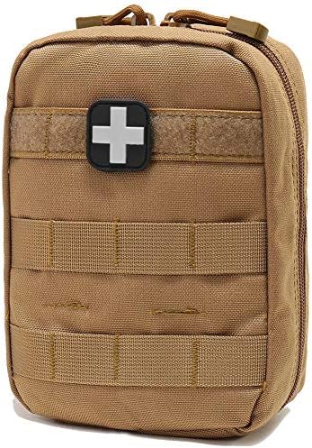 Carlebben EMT Pouch MOLLE Ifak Pouch Tactical MOLLE Medical First Aid Kit Utility Pouch (with Medical Supplies Red)