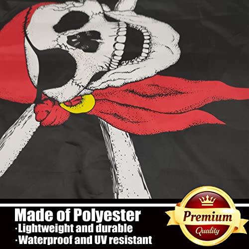 Pirate Jolly Roger Bandana Flag 3x5 Outdoor Double Sided 3 Ply-Vivid Color Clear Pattern Reinforcement Sewing Durable Polyester with 2 Brass Grommets