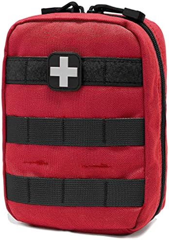 Carlebben EMT Pouch MOLLE Ifak Pouch Tactical MOLLE Medical First Aid Kit Utility Pouch (with Medical Supplies Red)