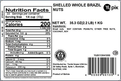 Yupik Raw Shelled Whole Brazil Nuts, 2.2 lbs., Pack of 1