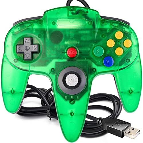 Classic N64 Controller, SAFFUN N64 Wired USB PC Game pad Joystick, N64 Bit USB Wired Game Stick Joy pad Controller for Windows PC MAC Linux Raspberry Pi 3 Genesis Higan (Black)