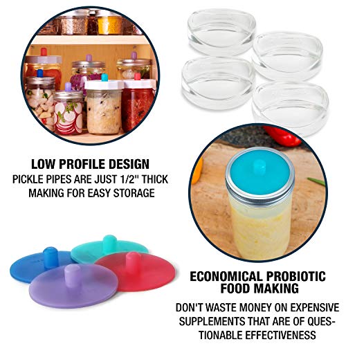 Masontops Pickle Pipes - Airlock Fermentation Lids - Wide/Small Combo Sauerkraut & Pickle Kit - Fermentation Jar Not Included