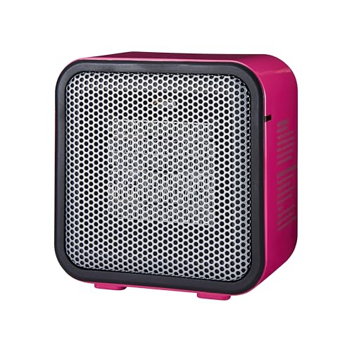 Amazon Basics Ceramic Space Heater, Mini Heater for Office Desk, Portable Tent Heater for Camping (Indoor Use), 500 W, With Tip-Over Protection, Lightweight (1.4 LBS), Pink, 5.8"D x 3.4"W x 6"H