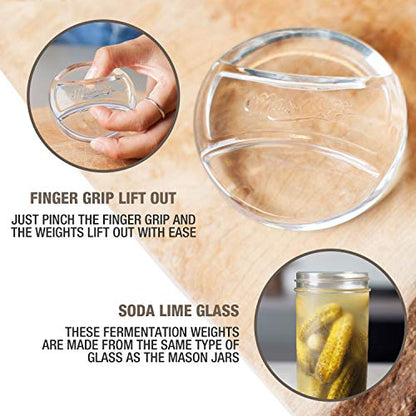 Masontops Pickle Pebble Glass Infinity Weights for Fermenting - Pickling Weight Set - Small/Regular Mouth Mason Jar Fermentation