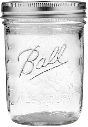 Ball Wide Mouth Pint 16-Ounce Glass Mason Jar with Lids and Bands, 12-Count