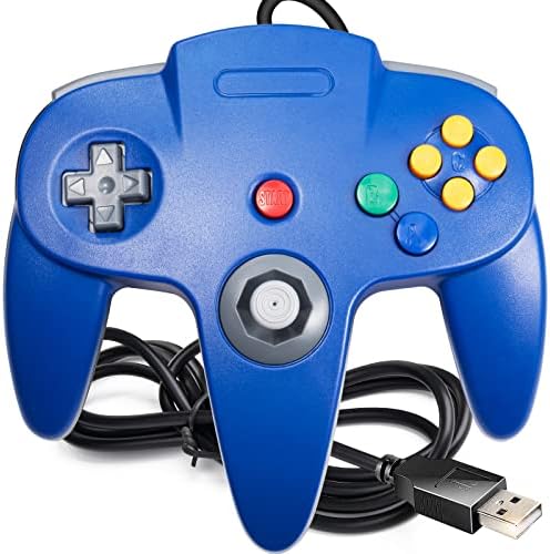 Classic N64 Controller, SAFFUN N64 Wired USB PC Game pad Joystick, N64 Bit USB Wired Game Stick Joy pad Controller for Windows PC MAC Linux Raspberry Pi 3 Genesis Higan (Black)