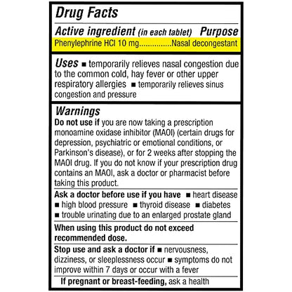 Puregen Labs Nasal Decongestant PE 100 Tablets | Phenylephrine HCl 10 mg Tablets | Maximum Strength | Non Drowsy Nasal & Sinus Congestion Relief Due to Cold or Allergies (1)