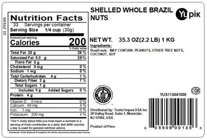 Yupik Raw Shelled Whole Brazil Nuts, 2.2 lbs., Pack of 1