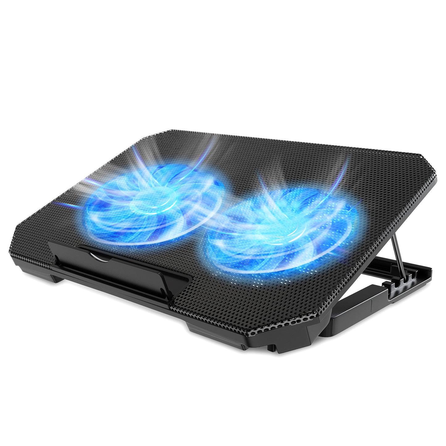 Laptop Cooling Pad with Adjustable Height Two 5.1 Inches Fan 2 USB Ports Suitable for 12"-15.6" Laptops（Black）