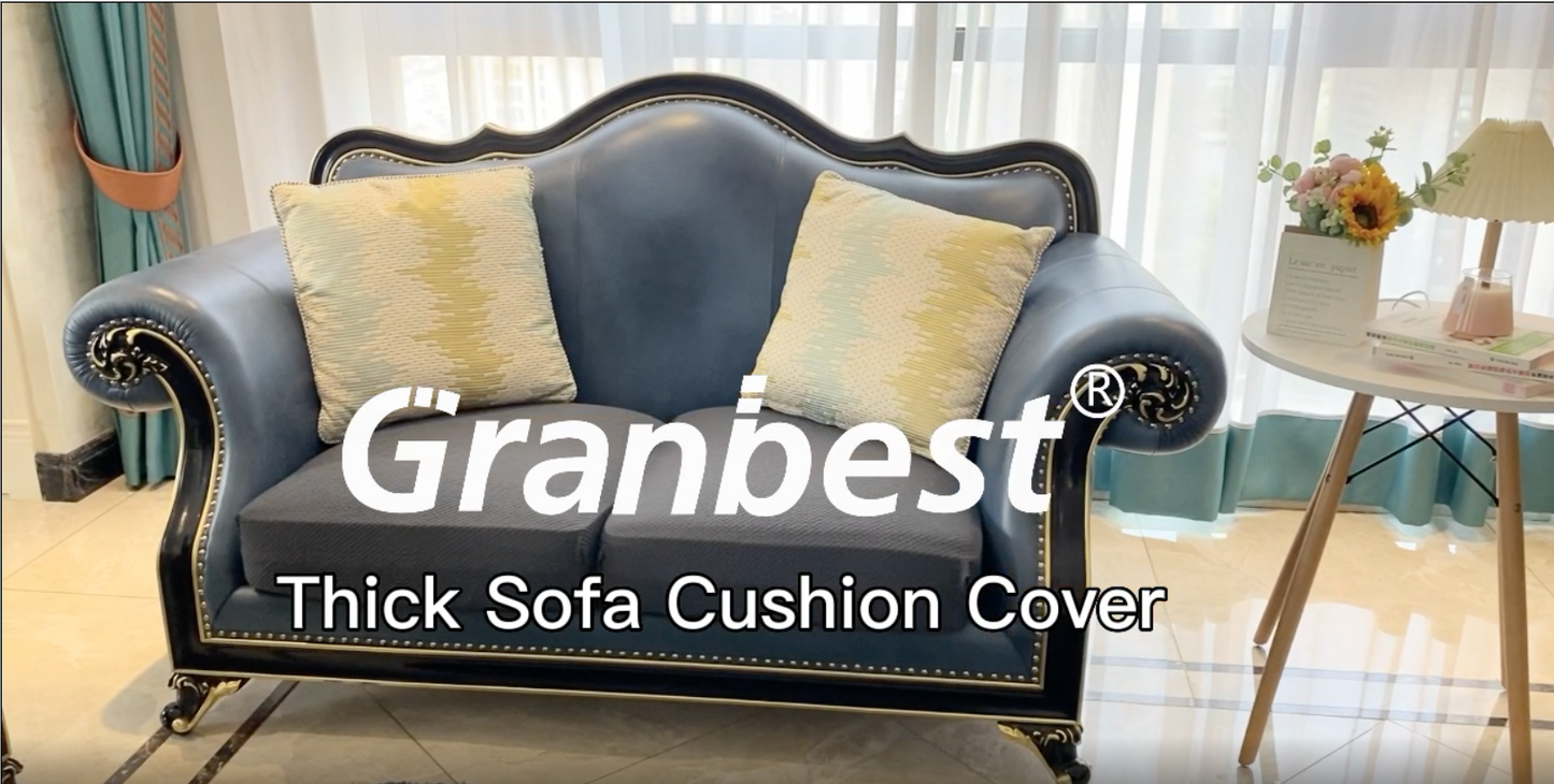 Granbest Thick Couch Cushion Covers Durable Sofa Seat Slipcover Furniture Protector for Individual Couch Cushions (Sofa Cushion, Blackish Green)